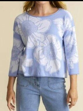 Habitat In Bloom Jacquard Sweater Hydrangea Print Lavender Drop Shoulder Medium